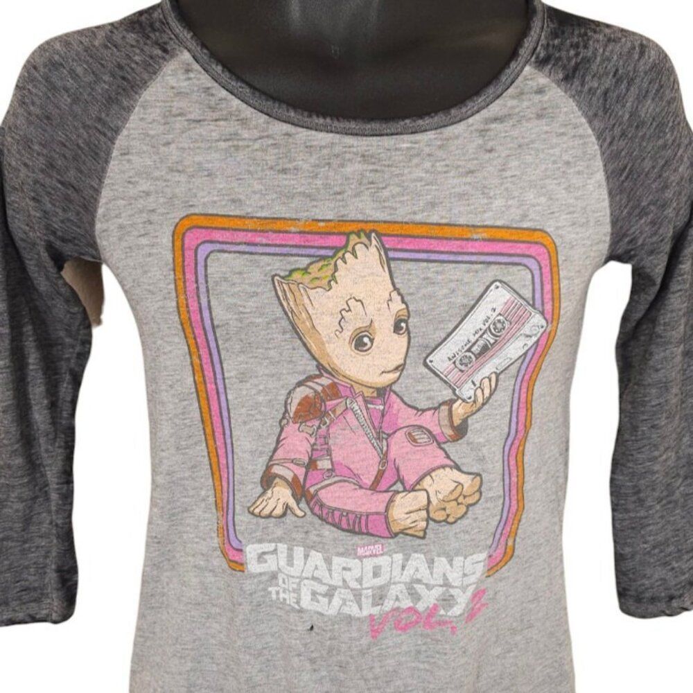 Guardians Of The Galaxy T Shirt Womens Size XS Gray Vol 2 Groot Marvel